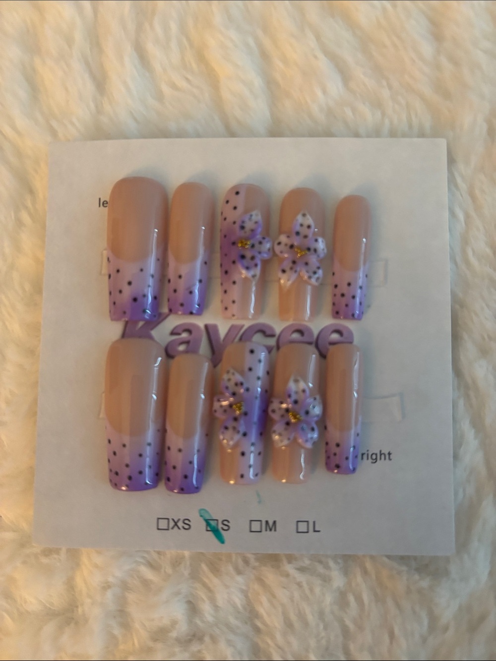 Purple Floral Press-On Nail Set for Women